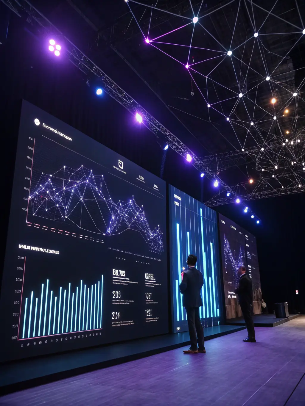 An abstract image representing AI-driven insights, with data points converging to form meaningful patterns and visualizations, showcasing AIBlockNet's ability to optimize infrastructure performance.