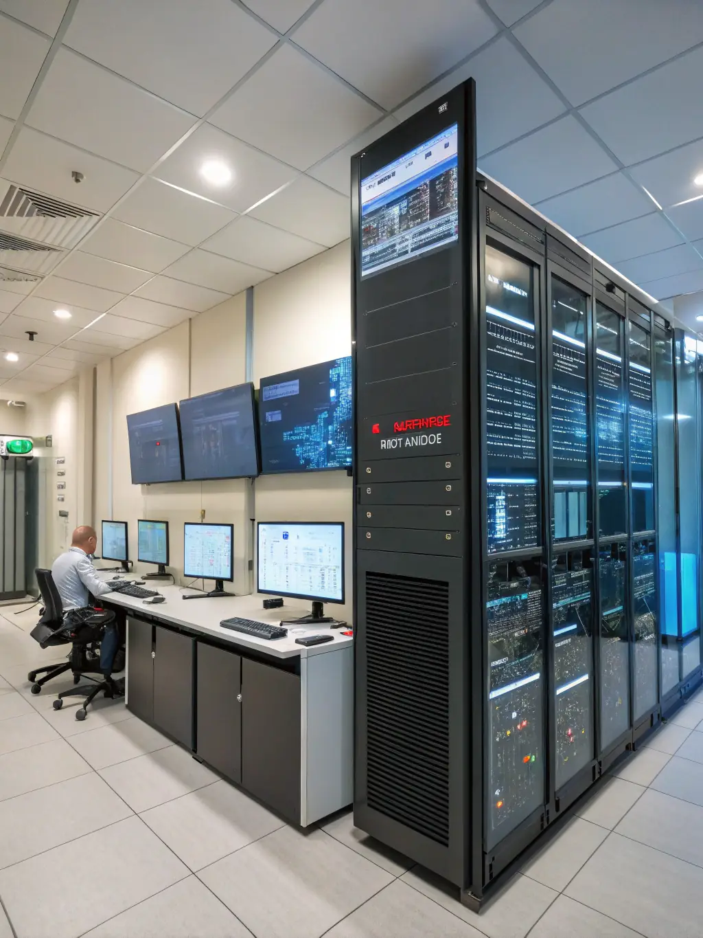 A depiction of cybersecurity measures protecting a network, including firewalls, intrusion detection systems, and threat intelligence feeds.